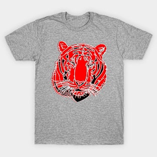 Chinese Tiger Head Feline portrait Wildcat face profile T-Shirt